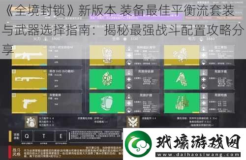 全境封鎖新版本裝備最佳平衡流套裝與武器選擇指南