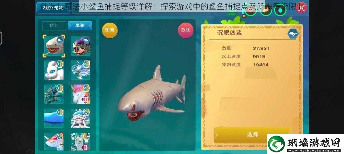 創(chuàng)造與魔法小鯊魚捕捉等級詳解