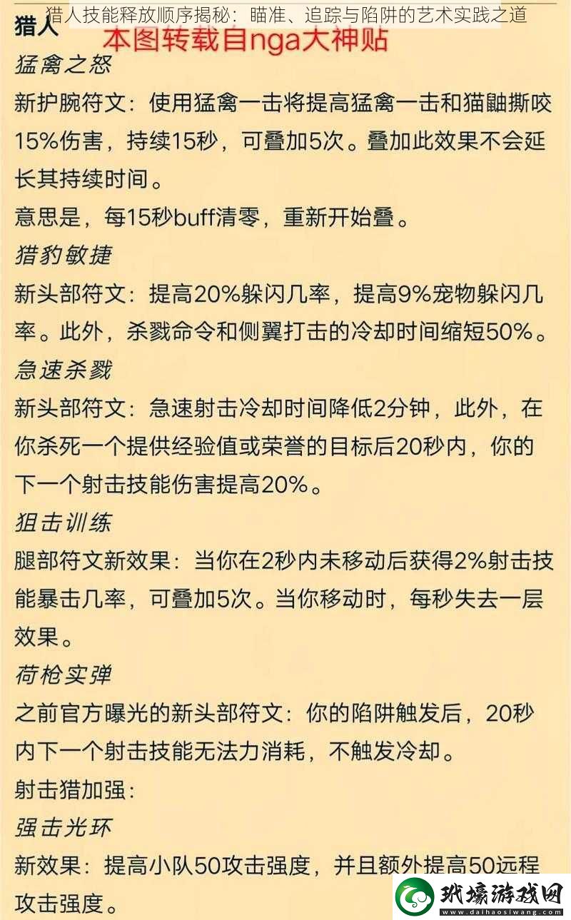 獵人技能釋放順序揭秘